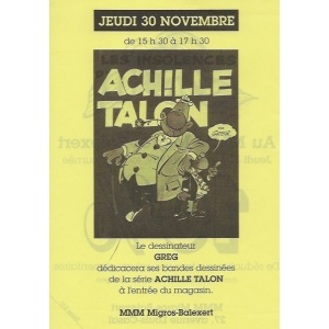 ACHILLE TALON-(T.40) ACHILLE TALON ET LE MONSTRE DE L'ÉTANG TACULE - DESSIN DÉDICACÉ  E.O.1989 – Image 3